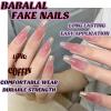 imageBABALAL Christmas Press on Nails Long Coffin Fake Nails Red Glue on Snowflake Design Xmas False Acrylic Nails 24Pcs Matte Ballerina Stick onFna113pink