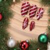 imageBABALAL Red Press on Fake Nails Christmas Acrylic Nails  Medium Almond Shape Chrome Santa Hat Snowflake Candy Cane Bow Glossy 24pcs Reusable False Nails With Glue