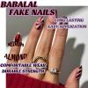 imageBABALAL Red Press on Fake Nails Christmas Acrylic Nails  Medium Almond Shape Chrome Santa Hat Snowflake Candy Cane Bow Glossy 24pcs Reusable False Nails With Glue