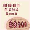 imageBABALAL Red Press on Fake Nails Christmas Acrylic Nails  Medium Almond Shape Chrome Santa Hat Snowflake Candy Cane Bow Glossy 24pcs Reusable False Nails With Glue