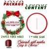 imageBABALAL Red Press on Fake Nails Christmas Acrylic Nails  Medium Almond Shape Chrome Santa Hat Snowflake Candy Cane Bow Glossy 24pcs Reusable False Nails With Glue