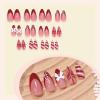 imageBABALAL Red Press on Fake Nails French Tip Design Acrylic Nails Medium Almond Shape Snowflake Candy Cane with Bow Charm Christmas Glossy 24pcs Reusable False Nails With Glue