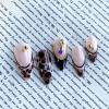 imageBABALAL Acrylic Press on Nails Almond Medium Fake nails Gold Chrome Glue ons 3d Texture French Tip Luxury Design Handmade 24Pcs Full Cover Stick on False Nails for Women GirlsBNU00cheetah