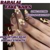 imageBABALAL Acrylic Press on Nails Almond Medium Fake nails Gold Chrome Glue ons 3d Texture French Tip Luxury Design Handmade 24Pcs Full Cover Stick on False Nails for Women GirlsBNU03brown