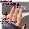 imageBABALAL Acrylic Press on Nails Almond Medium Fake nails Gold Chrome Glue ons 3d Texture French Tip Luxury Design Handmade 24Pcs Full Cover Stick on False Nails for Women GirlsBNU06
