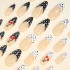 imageBABALAL Acrylic Press on Nails Almond Medium Fake nails Gold Chrome Glue ons 3d Texture French Tip Luxury Design Handmade 24Pcs Full Cover Stick on False Nails for Women GirlsBNU03polkadot