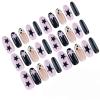 imageBABALAL Acrylic Press on Nails Almond Medium Fake nails Gold Chrome Glue ons 3d Texture French Tip Luxury Design Handmade 24Pcs Full Cover Stick on False Nails for Women GirlsBNU00star