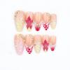 imageBABALAL Acrylic Press on Nails Almond Medium Fake nails Gold Chrome Glue ons 3d Texture French Tip Luxury Design Handmade 24Pcs Full Cover Stick on False Nails for Women GirlsBNU00yellowpink