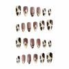 imageBABALAL Acrylic Press on Nails Almond Medium Fake nails Gold Chrome Glue ons 3d Texture French Tip Luxury Design Handmade 24Pcs Full Cover Stick on False Nails for Women GirlsBNU03brown