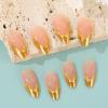imageBABALAL Acrylic Press on Nails Almond Medium Fake nails Gold Chrome Glue ons 3d Texture French Tip Luxury Design Handmade 24Pcs Full Cover Stick on False Nails for Women GirlsBNU03gold