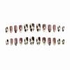 imageBABALAL Acrylic Press on Nails Almond Medium Fake nails Gold Chrome Glue ons 3d Texture French Tip Luxury Design Handmade 24Pcs Full Cover Stick on False Nails for Women GirlsBNU03brown