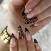 imageBABALAL Acrylic Press on Nails Almond Medium Fake nails Gold Chrome Glue ons 3d Texture French Tip Luxury Design Handmade 24Pcs Full Cover Stick on False Nails for Women GirlsBNU00cheetah
