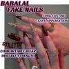 imageBABALAL Long Stiletto Press on Nails Ombre Fake Nail Gold Chrome French Tip Glue on Flame Y2k Design with Angel Charm Goth Supplies Art 24Pcs XL Glossy Acrylic False Nails with CharmBNN04ombre