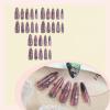 imageBABALAL Long Stiletto Press on Nails Ombre Fake Nail Gold Chrome French Tip Glue on Flame Y2k Design with Angel Charm Goth Supplies Art 24Pcs XL Glossy Acrylic False Nails with CharmBNN03pink
