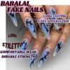 imageBABALAL Long Stiletto Press on Nails Ombre Fake Nail Gold Chrome French Tip Glue on Flame Y2k Design with Angel Charm Goth Supplies Art 24Pcs XL Glossy Acrylic False Nails with CharmBNN14