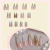 imageBABALAL Long Stiletto Press on Nails Ombre Fake Nail Gold Chrome French Tip Glue on Flame Y2k Design with Angel Charm Goth Supplies Art 24Pcs XL Glossy Acrylic False Nails with CharmBNN02angel