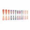 imageBABALAL Long Stiletto Press on Nails Ombre Fake Nail Gold Chrome French Tip Glue on Flame Y2k Design with Angel Charm Goth Supplies Art 24Pcs XL Glossy Acrylic False Nails with CharmBNN07