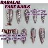 imageBABALAL Long Stiletto Press on Nails Ombre Fake Nail Gold Chrome French Tip Glue on Flame Y2k Design with Angel Charm Goth Supplies Art 24Pcs XL Glossy Acrylic False Nails with CharmBNN03pink