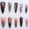 imageBABALAL Long Stiletto Press on Nails Ombre Fake Nail Gold Chrome French Tip Glue on Flame Y2k Design with Angel Charm Goth Supplies Art 24Pcs XL Glossy Acrylic False Nails with CharmBNN02