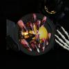 imageBABALAL Long Stiletto Press on Nails Ombre Fake Nail Gold Chrome French Tip Glue on Flame Y2k Design with Angel Charm Goth Supplies Art 24Pcs XL Glossy Acrylic False Nails with CharmBNN10