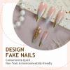 imageBABALAL Long Stiletto Press on Nails Ombre Fake Nail Gold Chrome French Tip Glue on Flame Y2k Design with Angel Charm Goth Supplies Art 24Pcs XL Glossy Acrylic False Nails with CharmBNN02angel