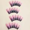 imageBABALAL Long Stiletto Press on Nails Ombre Fake Nail Gold Chrome French Tip Glue on Flame Y2k Design with Angel Charm Goth Supplies Art 24Pcs XL Glossy Acrylic False Nails with CharmBNN08flame