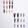 imageBABALAL Long Stiletto Press on Nails Ombre Fake Nail Gold Chrome French Tip Glue on Flame Y2k Design with Angel Charm Goth Supplies Art 24Pcs XL Glossy Acrylic False Nails with CharmBNN02