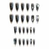 imageBABALAL Long Stiletto Press on Nails Ombre Fake Nail Gold Chrome French Tip Glue on Flame Y2k Design with Angel Charm Goth Supplies Art 24Pcs XL Glossy Acrylic False Nails with CharmBNN03gothic