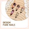 imageBABALAL Long Stiletto Press on Nails Tortoise Fake Nails Zebra Cow Print Y2k Design 24PCS Trendy Glossy Full Cover False Nails with GlueBNV101gold