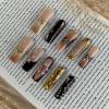 imageBABALAL Long Stiletto Press on Nails Tortoise Fake Nails Zebra Cow Print Y2k Design 24PCS Trendy Glossy Full Cover False Nails with GlueBNV101metallic