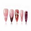imageBABALAL Long Stiletto Press on Nails Tortoise Fake Nails Zebra Cow Print Y2k Design 24PCS Trendy Glossy Full Cover False Nails with GlueBNV101redgold