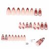 imageBABALAL Press on Nails Medium Almond Fake Nails Yellow French Tip Glue ons 3D Texture Flower handmade Summer Supplies 24Pcs Glossy Full Cover Manicure Acrylic False NailsAND01cherry