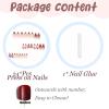 imageBABALAL Press on Nails Medium Almond Fake Nails Yellow French Tip Glue ons 3D Texture Flower handmade Summer Supplies 24Pcs Glossy Full Cover Manicure Acrylic False NailsAND01cherry