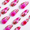 imageBABALAL Press on Nails Medium Almond Fake Nails Yellow French Tip Glue ons 3D Texture Flower handmade Summer Supplies 24Pcs Glossy Full Cover Manicure Acrylic False NailsAND05
