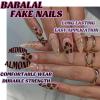 imageBABALAL Press on Nails Medium Almond Fake Nails Yellow French Tip Glue ons 3D Texture Flower handmade Summer Supplies 24Pcs Glossy Full Cover Manicure Acrylic False NailsAND00brown