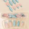 imageBABALAL Press on Nails Medium Almond Fake Nails Yellow French Tip Glue ons 3D Texture Flower handmade Summer Supplies 24Pcs Glossy Full Cover Manicure Acrylic False NailsAND00mermaid