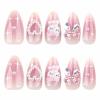 imageBABALAL Press on Nails Medium Almond Fake Nails Yellow French Tip Glue ons 3D Texture Flower handmade Summer Supplies 24Pcs Glossy Full Cover Manicure Acrylic False NailsAND01cute