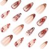 imageBABALAL Press on Nails Medium Almond Fake Nails Yellow French Tip Glue ons 3D Texture Flower handmade Summer Supplies 24Pcs Glossy Full Cover Manicure Acrylic False NailsAND01cherry