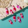 imageBABALAL Press on Nails Medium Almond Fake Nails Yellow French Tip Glue ons 3D Texture Flower handmade Summer Supplies 24Pcs Glossy Full Cover Manicure Acrylic False NailsAND05