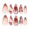 imageBABALAL Press on Nails Medium Almond Fake Nails Yellow French Tip Glue ons 3D Texture Flower handmade Summer Supplies 24Pcs Glossy Full Cover Manicure Acrylic False NailsAND01cherry