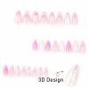 imageBABALAL Press on Nails Medium Almond Fake Nails Yellow French Tip Glue ons 3D Texture Flower handmade Summer Supplies 24Pcs Glossy Full Cover Manicure Acrylic False NailsAND01chrome