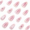 imageBABALAL Press on Nails Medium Almond Fake Nails Yellow French Tip Glue ons 3D Texture Flower handmade Summer Supplies 24Pcs Glossy Full Cover Manicure Acrylic False NailsAND01cute
