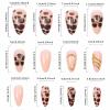 imageBABALAL Press on Nails Medium Almond Fake Nails Yellow French Tip Glue ons 3D Texture Flower handmade Summer Supplies 24Pcs Glossy Full Cover Manicure Acrylic False NailsAND00brown