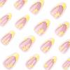 imageBABALAL Press on Nails Medium Almond Fake Nails Yellow French Tip Glue ons 3D Texture Flower handmade Summer Supplies 24Pcs Glossy Full Cover Manicure Acrylic False NailsAND20