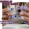 imageBABALAL Press on Nails Medium Almond Fake Nails Yellow French Tip Glue ons 3D Texture Flower handmade Summer Supplies 24Pcs Glossy Full Cover Manicure Acrylic False NailsAND01blue