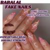 imageBABALAL Press on Nails Medium Almond Fake Nails Yellow French Tip Glue ons 3D Texture Flower handmade Summer Supplies 24Pcs Glossy Full Cover Manicure Acrylic False NailsAND01pg
