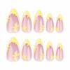 imageBABALAL Press on Nails Medium Almond Fake Nails Yellow French Tip Glue ons 3D Texture Flower handmade Summer Supplies 24Pcs Glossy Full Cover Manicure Acrylic False NailsAND20
