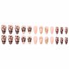 imageBABALAL Press on Nails Medium Almond Fake Nails Yellow French Tip Glue ons 3D Texture Flower handmade Summer Supplies 24Pcs Glossy Full Cover Manicure Acrylic False NailsAND00brown