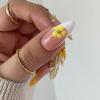 imageBABALAL Press on Nails Medium Almond Fake Nails Yellow French Tip Glue ons 3D Texture Flower handmade Summer Supplies 24Pcs Glossy Full Cover Manicure Acrylic False NailsAND01yellow