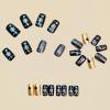 imageBABALAL Press on Nails Short Square Fake Nails Black and Gold Glue on Bling Glitter Acrylic Snowflake Design 24Pcs Glossy Full Cover False Nails Stick on Christmas New Year Manicure